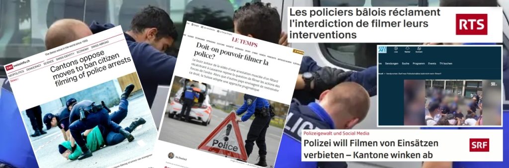 Let see what the rules says for lawful filming the police in Switzerland, 
